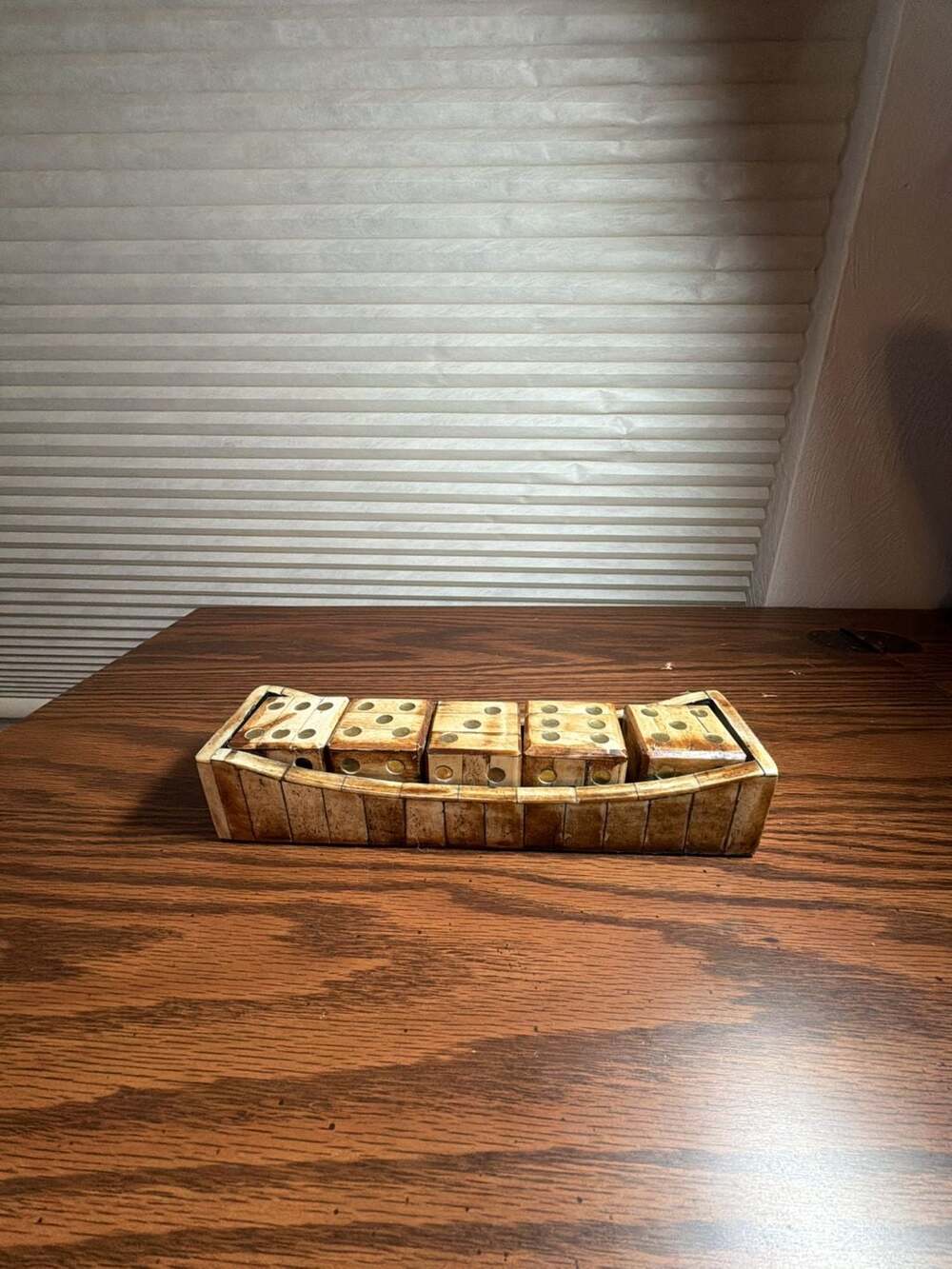 Pier 1 Imports XL Wood And Brass Dice Set With Tray